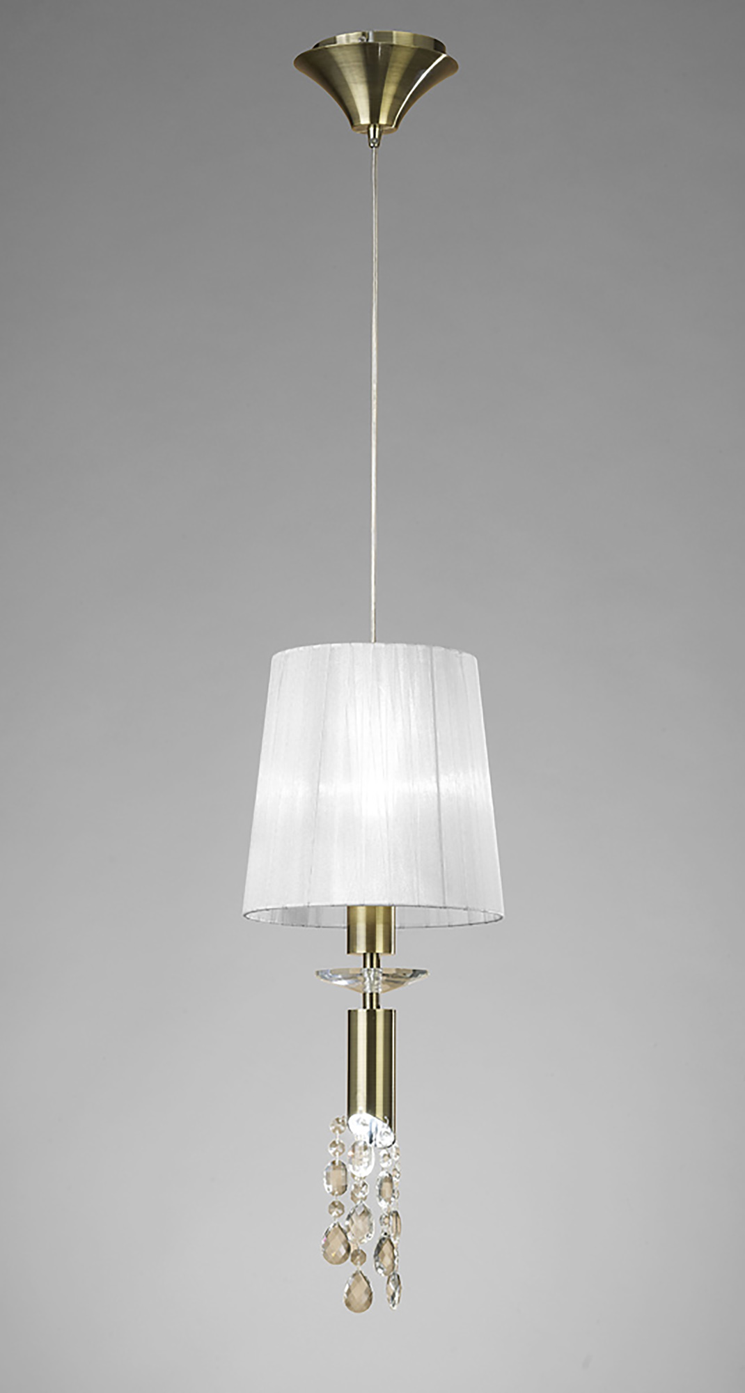 Tiffany Antique Brass-White Crystal Ceiling Lights Mantra Shaded Crystal Fittings